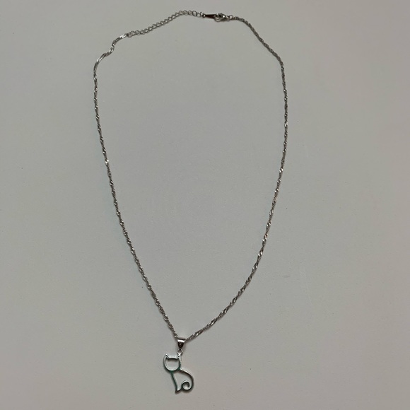925 Silver Cat Necklace 20” chain New! (F1) - Picture 3 of 8